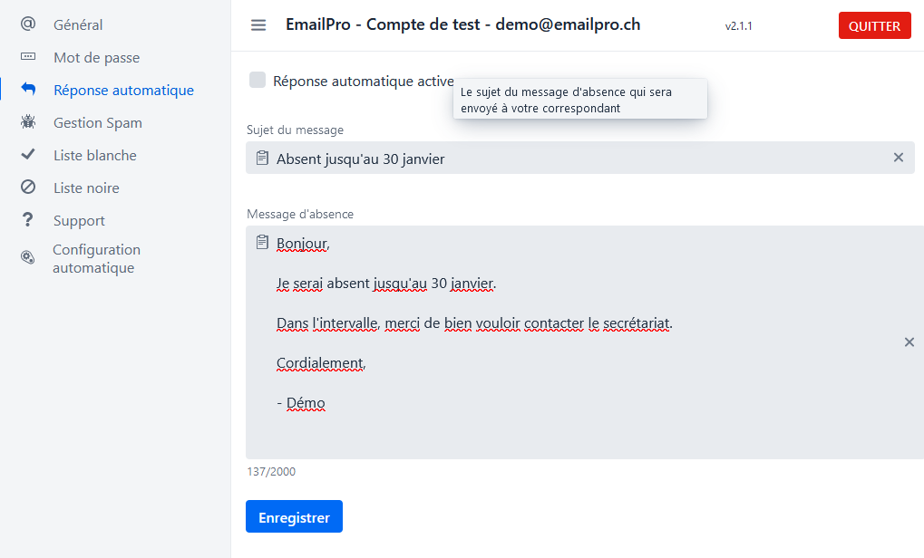 Réponse automatique