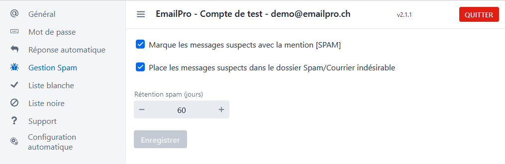 Gestion spam