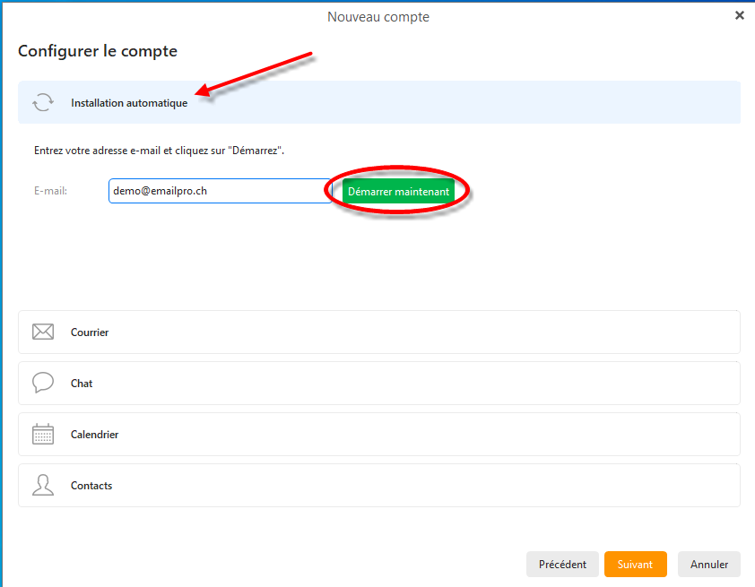 Configuration automatique