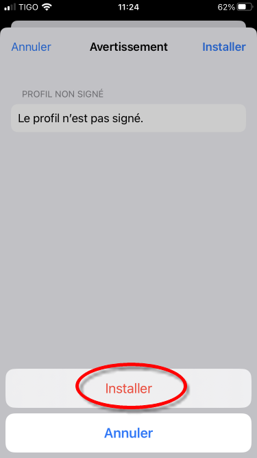 Installer profil